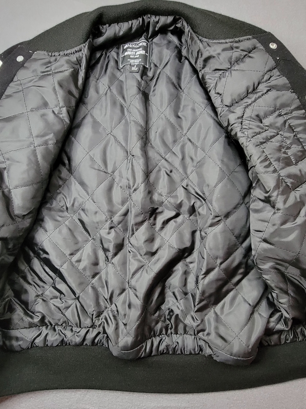 Holloway Black & White Varsity Letterman Jacket with G Patch - Picture 6 of 13